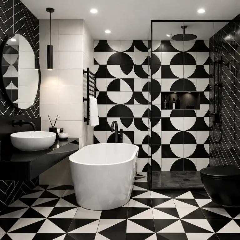 10 Stunning Black and White Tile Bathroom Ideas